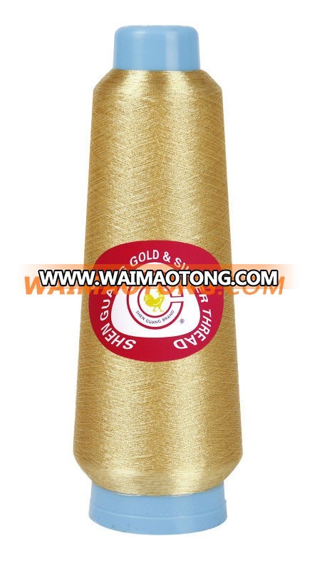 Pure gold metallic yarn with 150D viscose for embroidery