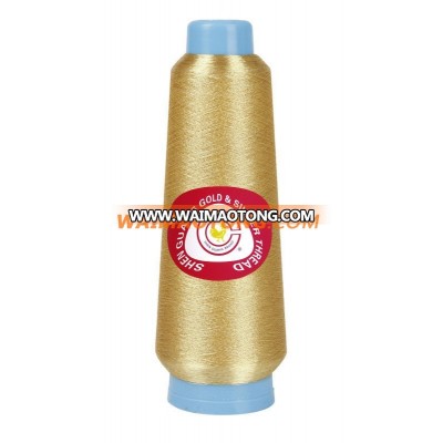 Pure gold metallic yarn with 150D viscose for embroidery